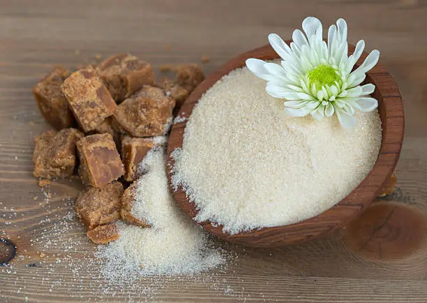 Photo of coconut flower sugar and brown sugar