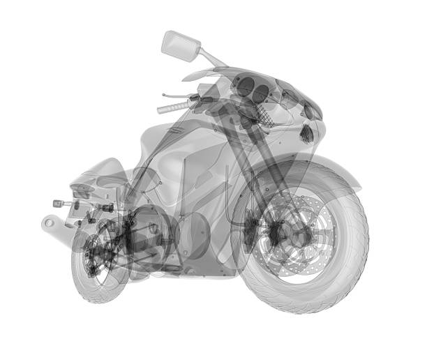 Motorbike rider at speed with skull mask and blurred background