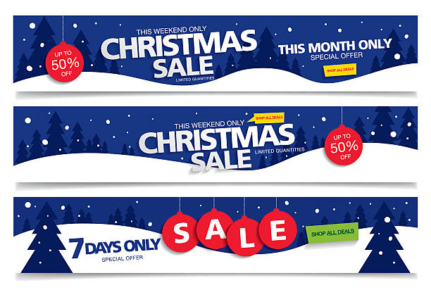 Set of banners Christmas sale Three baners. Vector illustration holiday sale stock illustrations