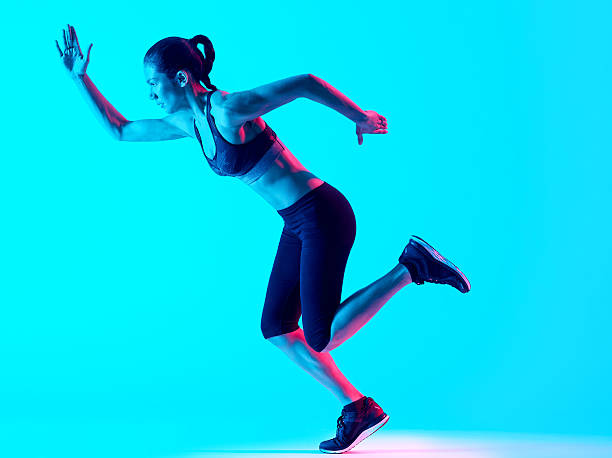 istock woman runner running  isolated 617767010