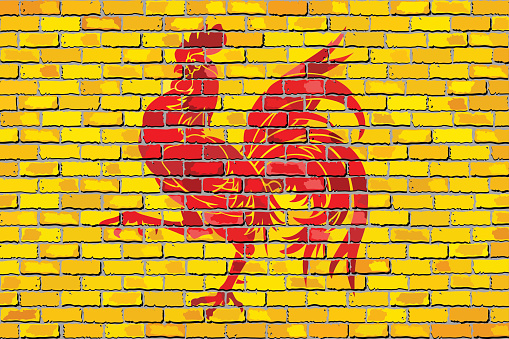 Drapeau De La Wallonie Sur Un Mur De Briques Vecteurs libres de droits