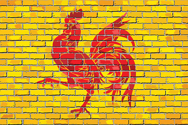 istock Flag of Wallonia on a brick wall 617769634