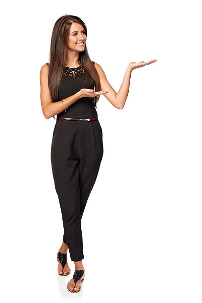 istock Business woman showing blank copy space 617769880
