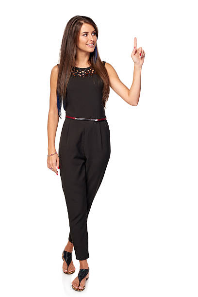 istock Happy business standing pointing to the side 617770282
