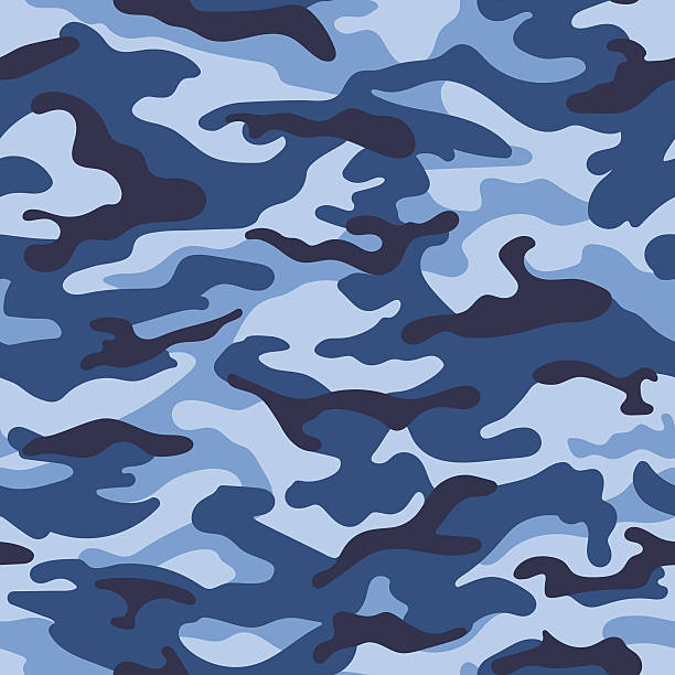 ilustraciones, imágenes clip art, dibujos animados e iconos de stock de camuflaje militar patrón sin costuras, color azul. ilustración vectorial - camuflaje