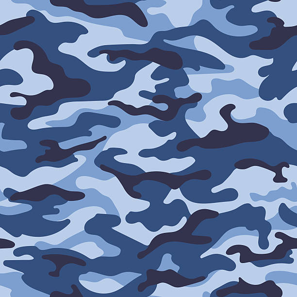 ilustrações de stock, clip art, desenhos animados e ícones de military camouflage seamless pattern, blue color. vector illustration - army