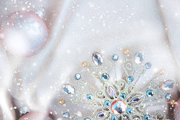 Christmas decoration on the shiny silk background.