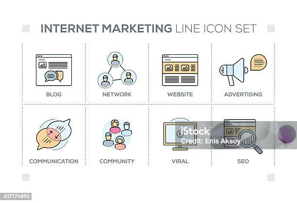 Internet Marketing Keywords With Line Icons Stock Illustration - Download Image Now - Infographic, Chart, E-commerce