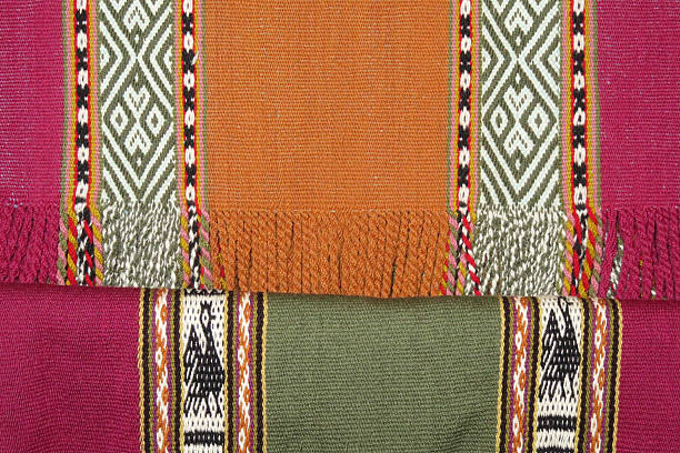 istock Details shot of wool fabric with colorful pattern. 617775022