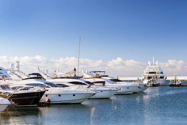 istock Luxury yacht in Sochi seaport, Russia 617777924