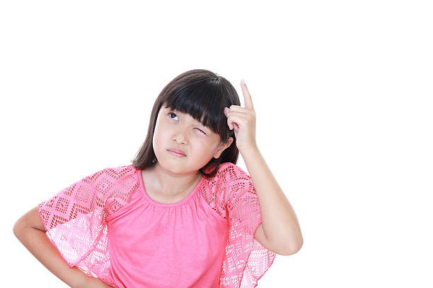 istock Asian girl pointing 617779800