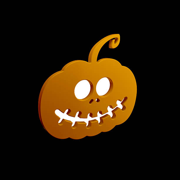 istock Halloween Pumpkin Icons Orange on Black Background 617780414