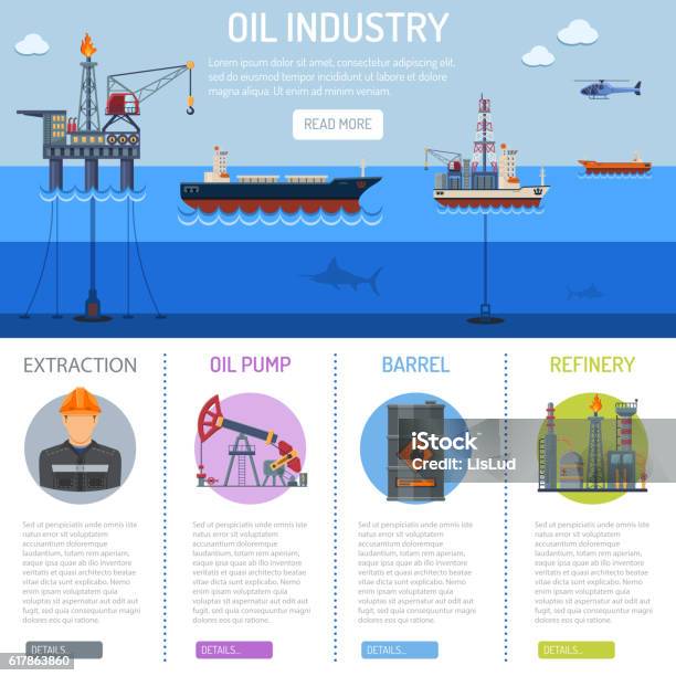 Oil Industry Infographics Stock Illustration - Download Image Now - Offshore Platform, Crude Oil, Gasoline