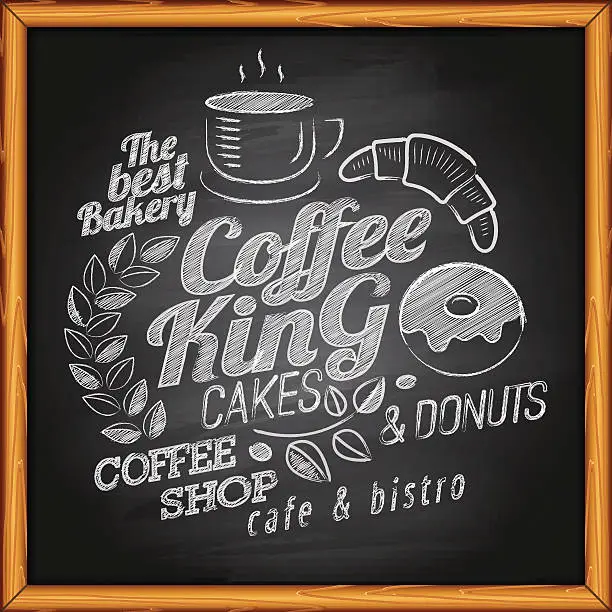 Vector illustration of Coffee on blackboard