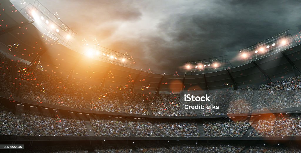 stadium light 3d rendering The imaginary stadium is modelled and rendered. Stadium Stock Photo