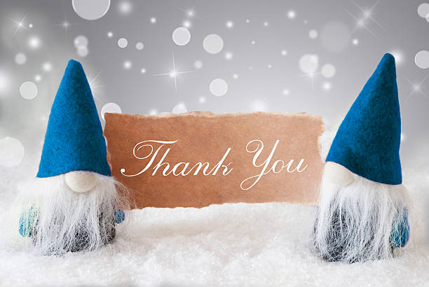 istock Blue Gnomes With Card, Text Thank You 617871002