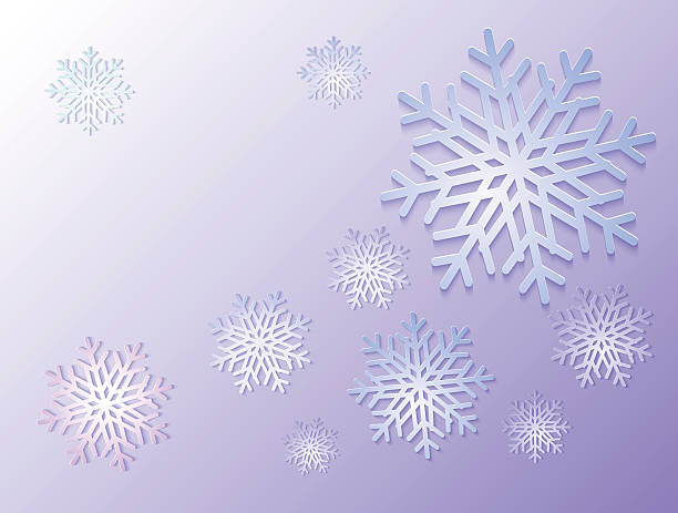 бумажные нежные снежинки на сиреневом фоне - silver paper stock illustrations