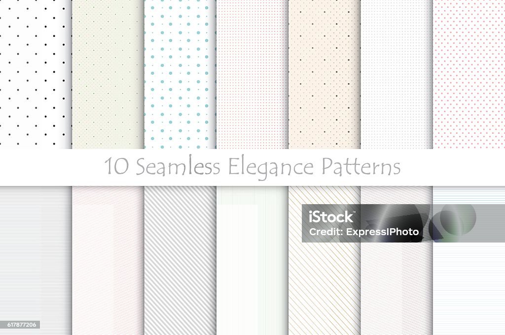 Collection of delicate seamless patterns. Collection of delicate seamless patterns. Striped - dotted design. Fragility stock vector