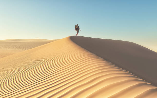 istock The man at the deserts landscape 617878170