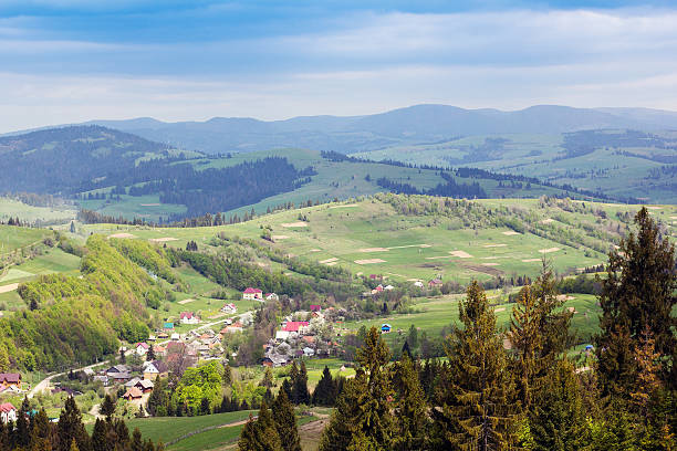 istock landscape of a Carpathians mountains with infrastructure 617878594