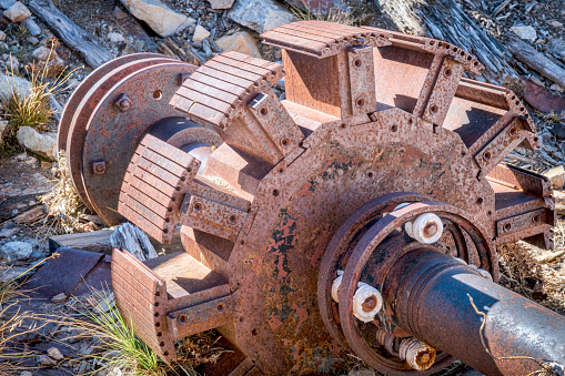 a rotor of vintage electric motor that was used to run air compressor at a gold mine near Mosquito Pass, Colorado