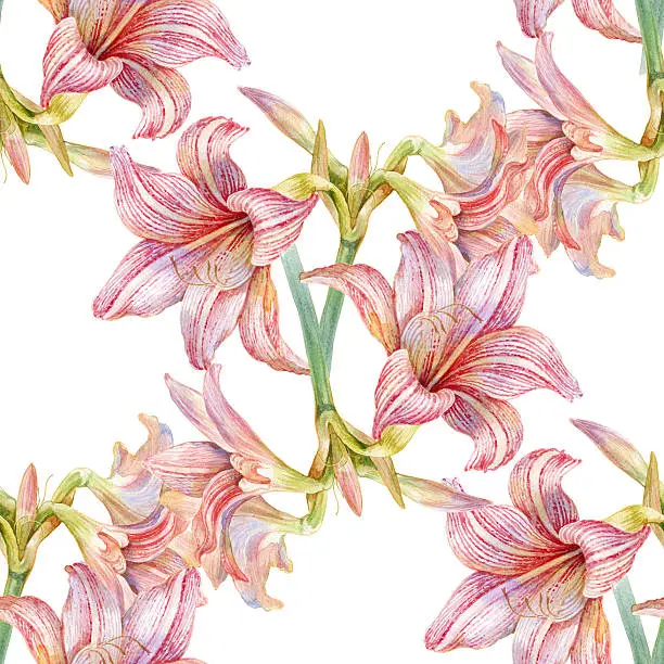 Photo of Watercolor painting of flowers, seamless pattern