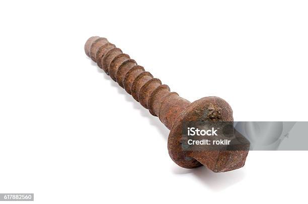 Lightly Rusted Screw Old Rusty Screw With Nut Isolated On White Stock Photo - Download Image ...
