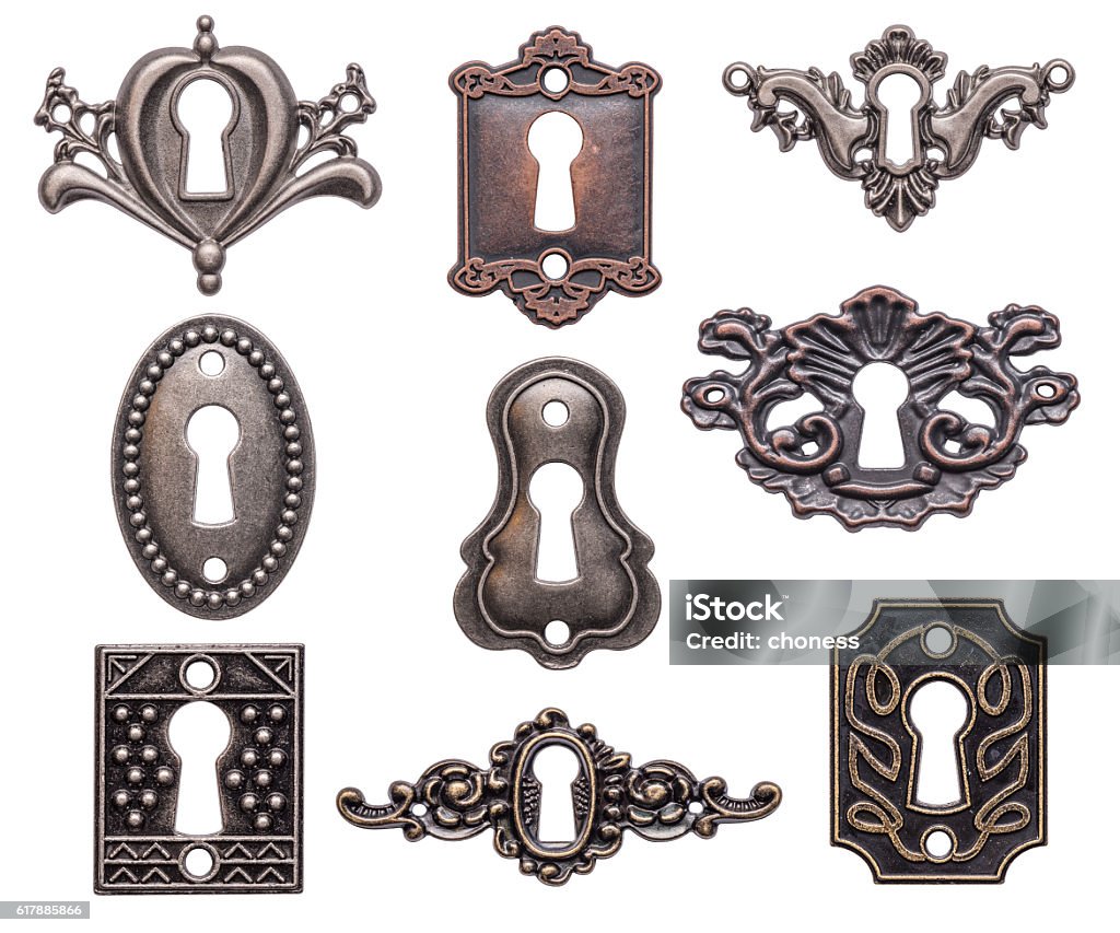 Vintage keyholes set Vintage keyholes collection isolated on white background Keyhole Stock Photo