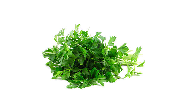 istock Bunch of parsley on a white. 617885946