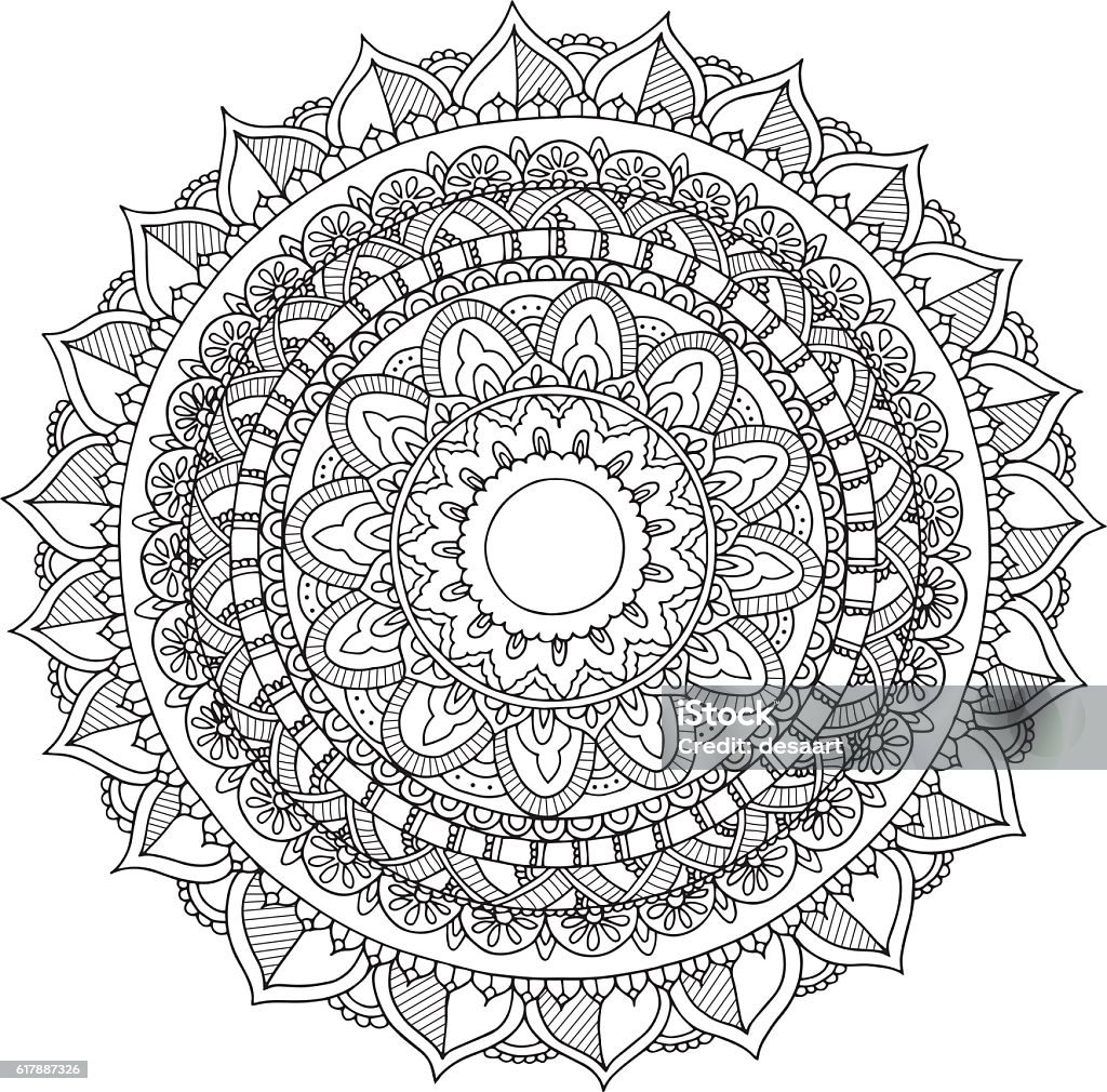 Hand Drawn Mandala Stock Illustration - Download Image Now - Mandala ...