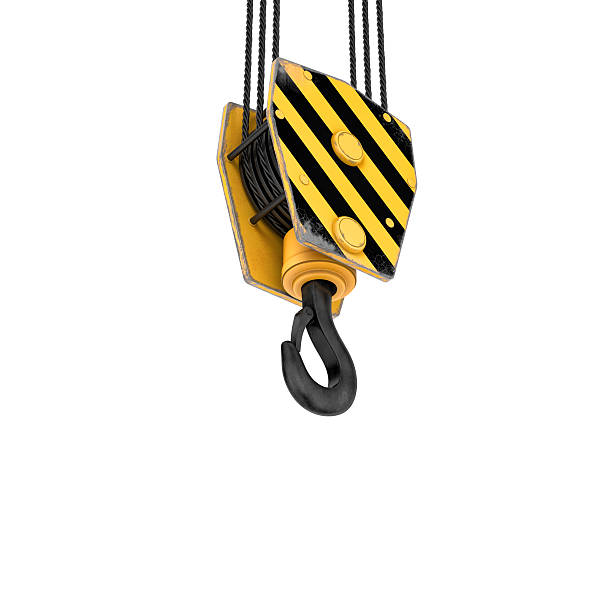 istock Rendering of tower crane hook isolated on the white background. 617888192