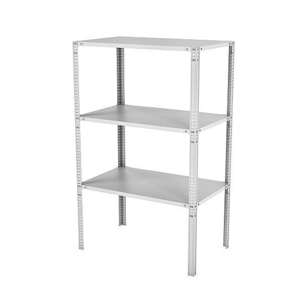istock Rendering of three-storey light metal rack isolated on the 617888270