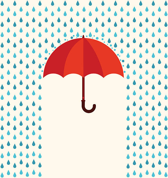 Umbrella Red umbrella protecting. rain stock illustrations