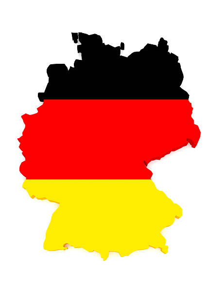 istock 3d Illustration of Germany Map With German Flag On White 617890826