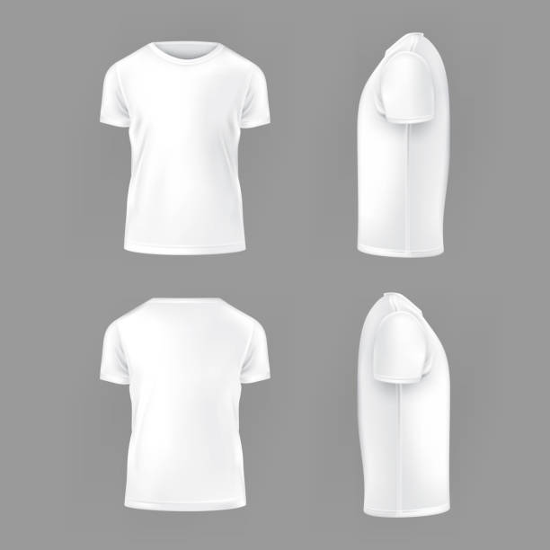 ilustraciones, imágenes clip art, dibujos animados e iconos de stock de plantilla de conjunto vectorial de camisetas masculinas - white shirt