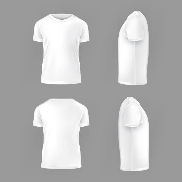 szablon zestawu wektorowego męskich t-shirtów - t shirt shirt white men stock illustrations