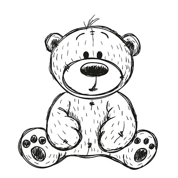 Vector illustration of Drawing Teddy bear