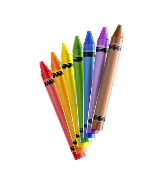 Bunch of Colorful Crayons on White Background