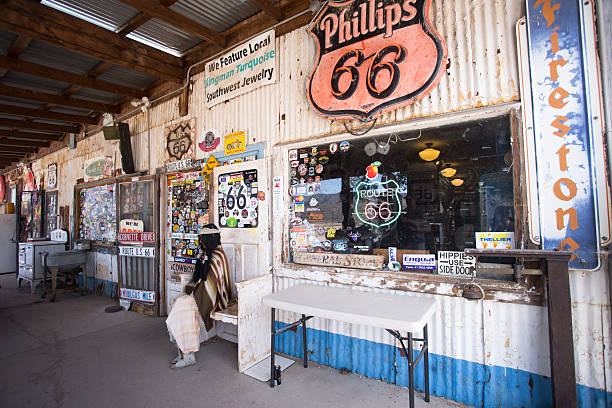 Seligman, Arizona, USA - May 8, 2014:   Rusty Bolt roadside souvenir shop along historic section of Route 66 in Seligman, Arizona.  