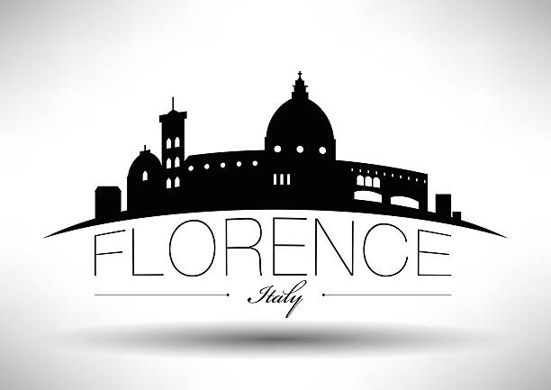 wektorowy projekt graficzny florencji skyline - ponte vecchio stock illustrations