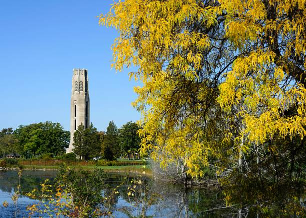 Belle Isle Carillon, Bell Tower The Belle Isle Carillon, a memorial built in 1939 plays a recording of bells on the hour and half hour. belle isle stock pictures, royalty-free photos & images