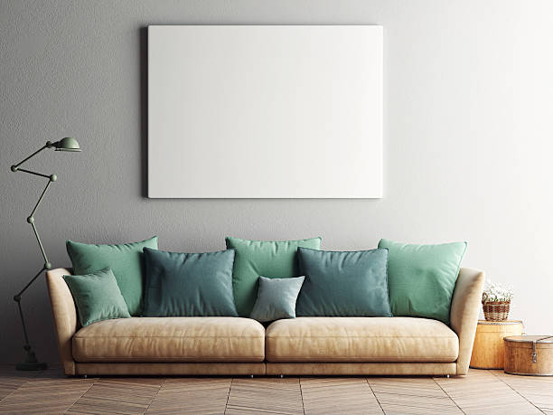 istock Mock up poster with vintage hipster loft interior background 617899868