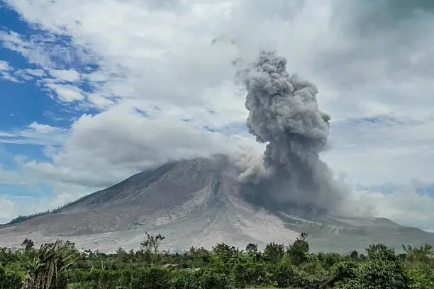 Photo of Eruption of volcano. Sinabung, Sumatra, Indonesia. 28-09-2016