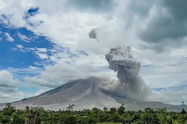 Photo of Eruption of volcano. Sinabung, Sumatra, Indonesia. 28-09-2016