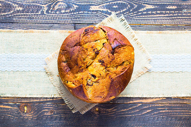 istock Panettone with chocolate and Christmas decoration 617903874