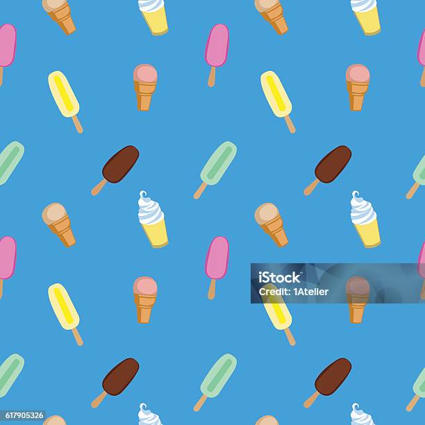 Ice Cream Popsicle Frozen Yogurt Seamless Vector Pattern Stock Illustration - Download Image Now