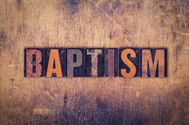 Baptism Concept Wooden Letterpress Type stock photo