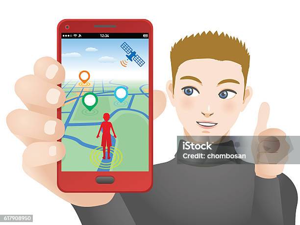 Location Phone Graphics Smart Phone Game Application Using Location Information Stock ...