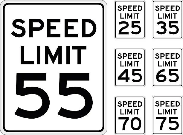 Vector illustration of Speed Limit Signs