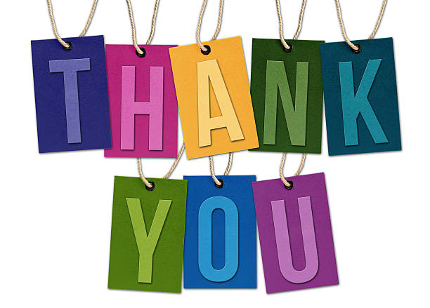 THANK YOU Word on Black Tags Isolated on White Background